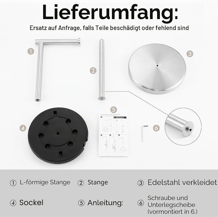 KES Toilettenpapierhalter Stehend Mit Gewichteter Basis, Klopapierhalter Klorollenhalter Freistehend