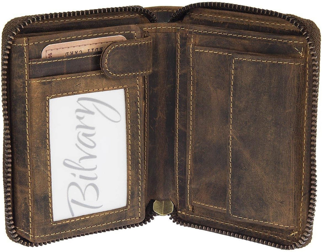 Greenburry Green Burry Zipper Wallet Brown, aus Leder, Herren, unisex Braun, Braun
