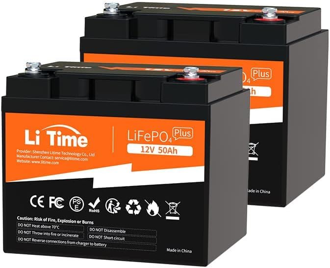 LiTime LiFePO4 12V 50Ah Batterie Eingebautes 50A BMS, 12V Lithium Akku Ideal für Wohnmobil, Solaranl