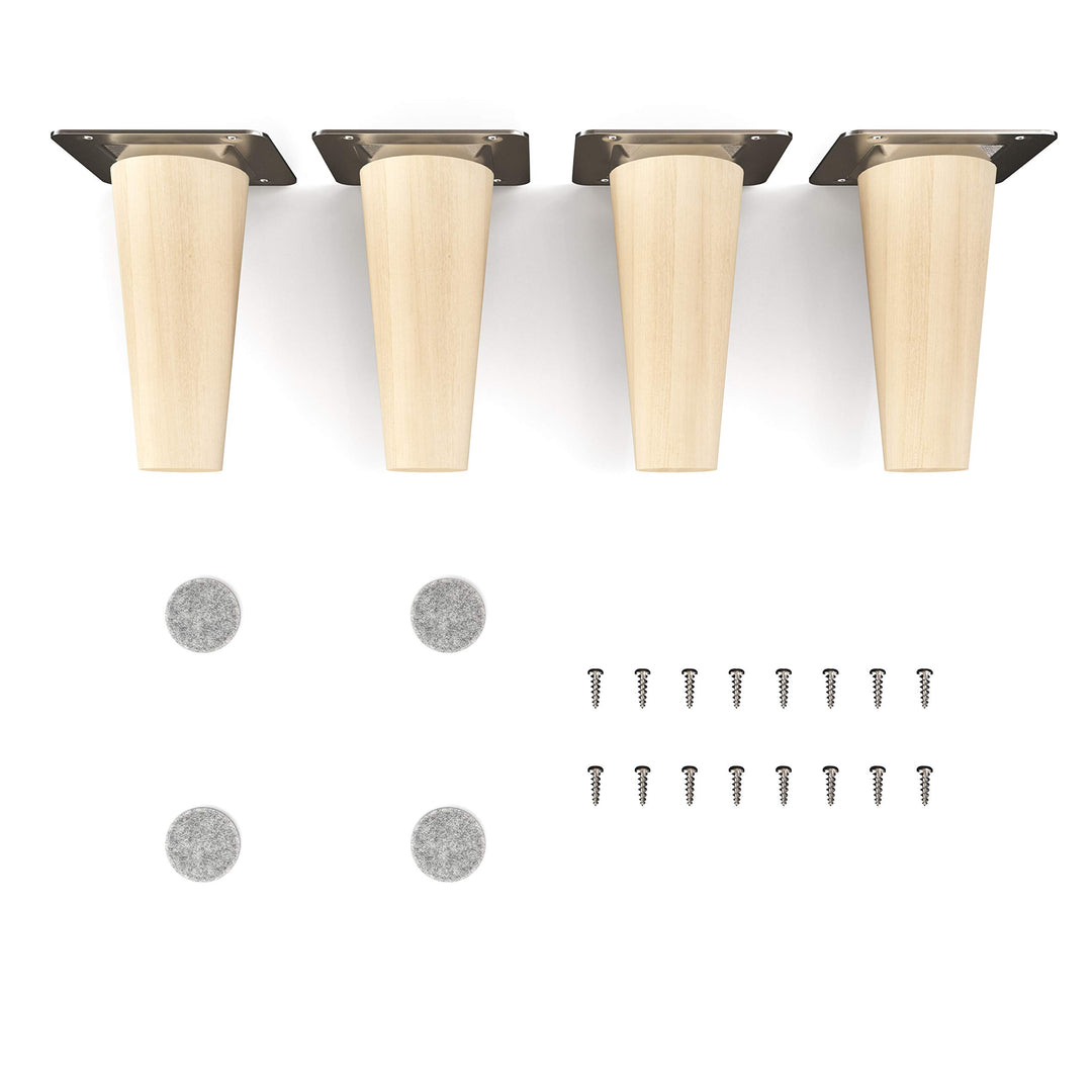 Sossai Möbelfüsse aus Naturholz Buche unbehandelt, Clif Round HMF1, 10 cm hoch, rund, gerade Ausführ