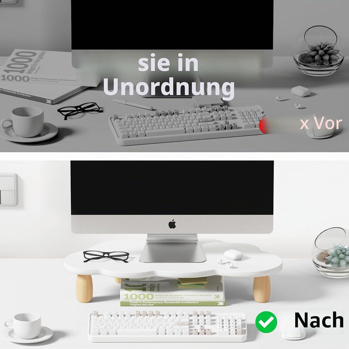 Monitorständer, Wolkenform, stabiles Holz, Computer-Monitor-Ständer, Mehrzweck-Ständer, Desktop-Orga