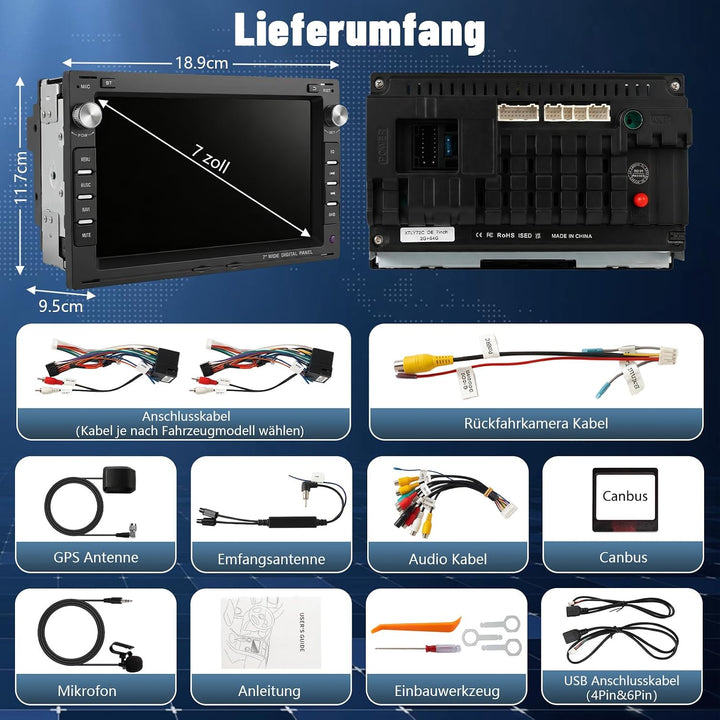 Ledio Bluetooth Autoradio mit Bildschirm für VW Golf 4 Polo MK3/4 9N T5 Passat B5 Seat Skoda, Doppel