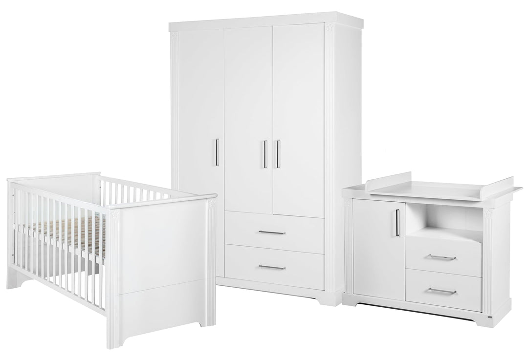 roba Möbelset 'Maxi‘, inkl. Kombi-Bett 70 x 140 cm, Wickelkommode und 3-türigem Kleiderschrank, weis