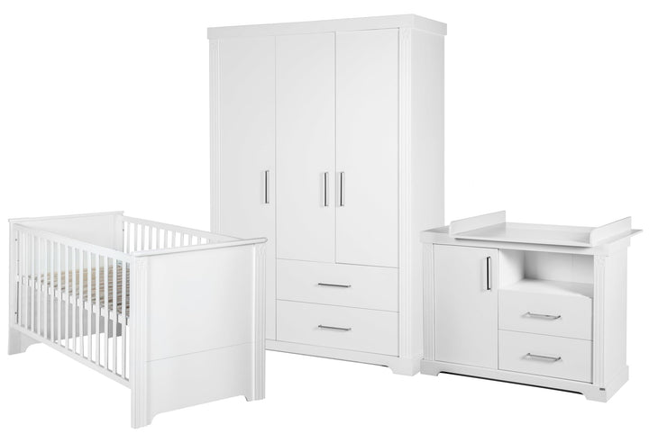 roba Möbelset 'Maxi‘, inkl. Kombi-Bett 70 x 140 cm, Wickelkommode und 3-türigem Kleiderschrank, weis