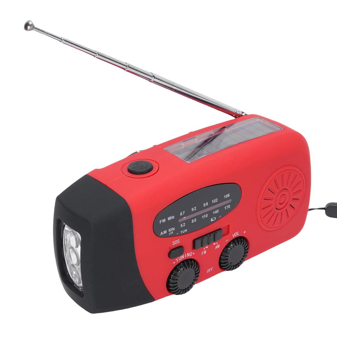 Bewinner Solar-Notfall-Kurbelradio mit Taschenlampe, 2000-mAh-Powerbank, Tragbares AM-FM-Wetterradio