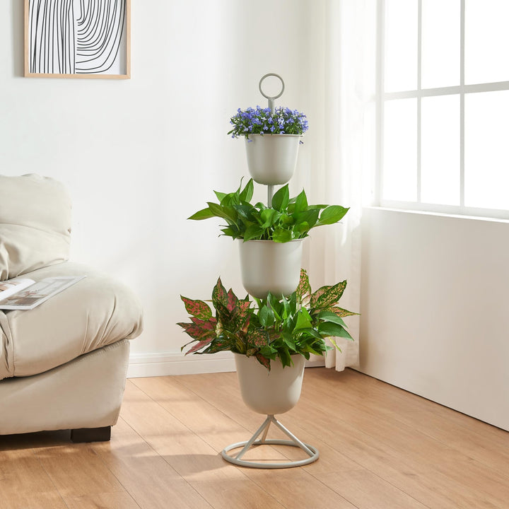 [en.casa] Blumenständer Alphen Blumentopfständer mit 3 Pflanztöpfen Blumentopfregal Pflanzenständer