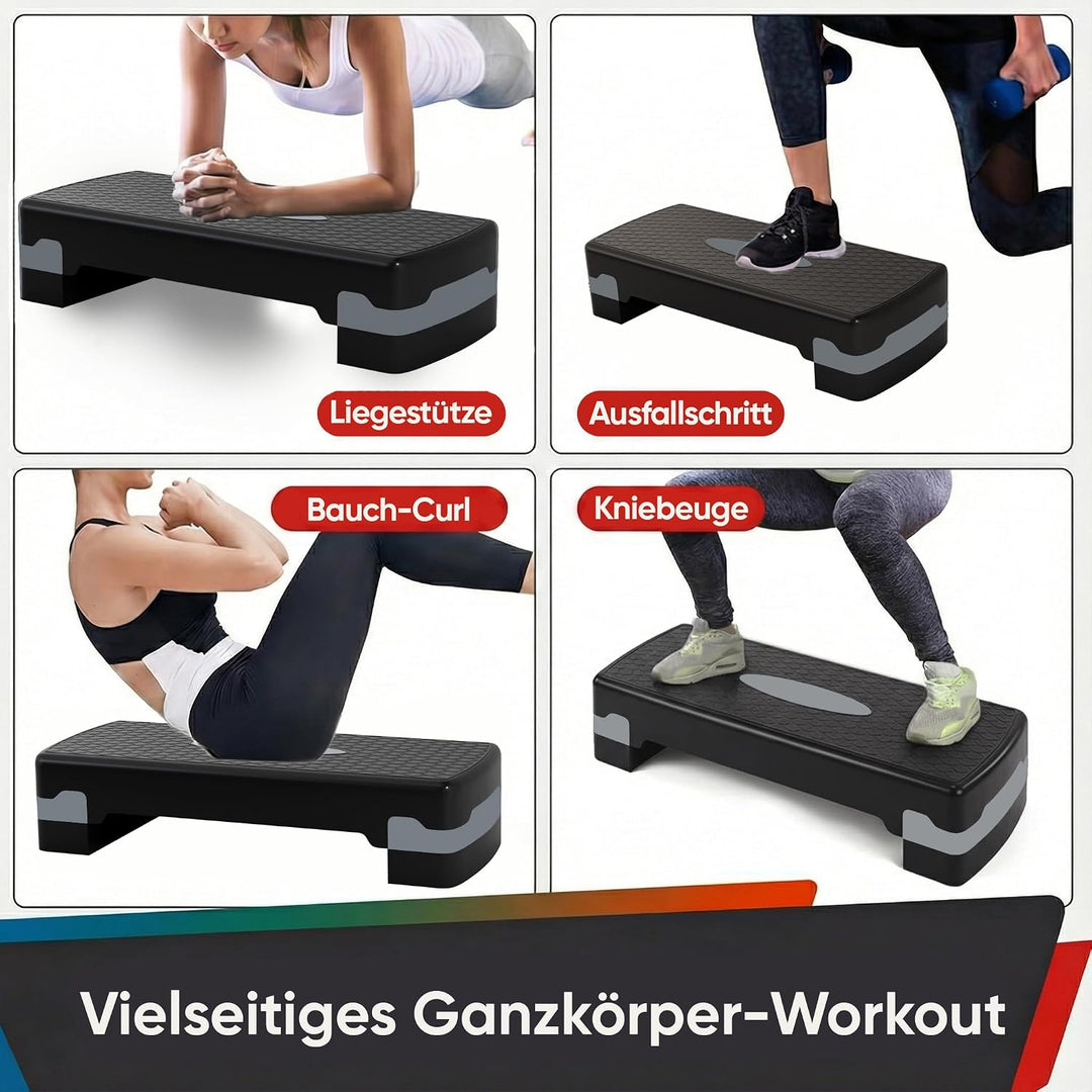 Ultrasport Aerobic Steppbrett I Step Up Board Rutschfest, 2-fach Höhenverstellbar I Fitness Stepper