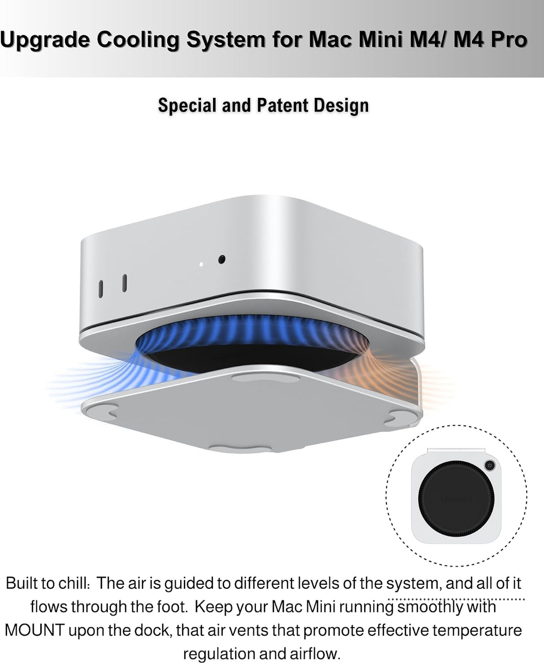 Mac mini M4 Ständer, Aluminium-Halterung für 2024 Mac mini M4 und M4 Pro, integrierte Kühlung, Zugri
