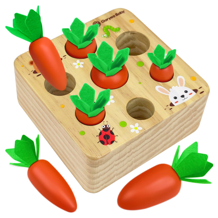 Holzspielzeug ab 1 Jahr, Montessori Spielzeug 2 3 Jahre, Sortierspiel Holzpuzzle Karottenernte für 1