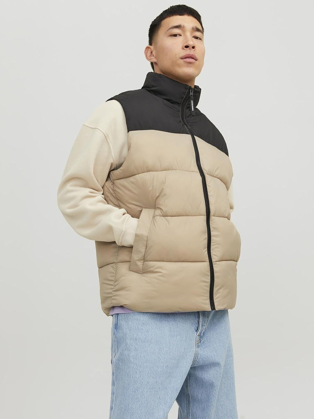 JACK & JONES male Pufferweste Pufferweste S Crockery/Detail:black Blocking, S Crockery/Detail:black