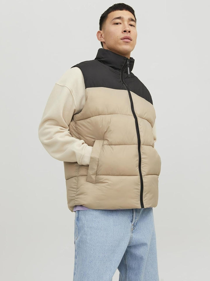 JACK & JONES male Pufferweste Pufferweste S Crockery/Detail:black Blocking, S Crockery/Detail:black