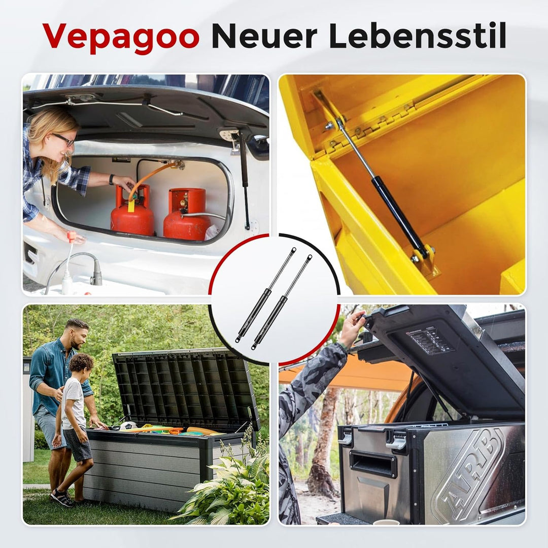Vepagoo 550mm 200N Gasdruckdämpfer Gasdruckfeder, 20kg Gasfeder für Bettkasten, Türen, Bodenluken, S