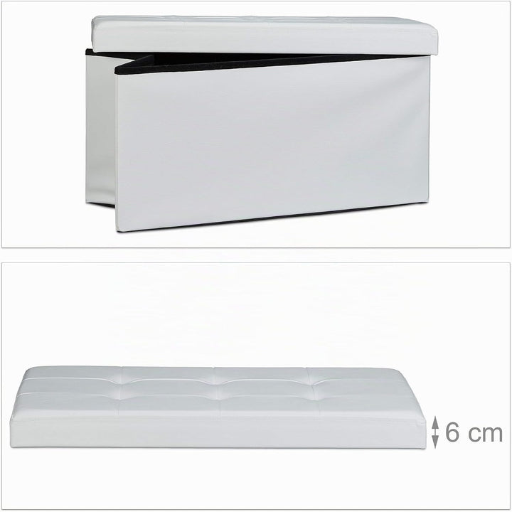 Relaxdays Faltbare Sitzbank 38 x 76 x 38 cm HxBxT, 2-Sitzer m. Stauraum, Kunstleder Sitzhocker 300 k