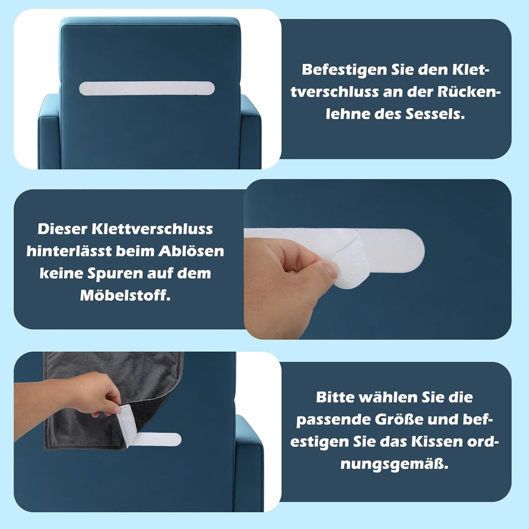 Ergonomisches Samt Nackenkissen für Stühle und Sofas | Rutschfest mit 2 Taschen, abnehmbarer Bezug,