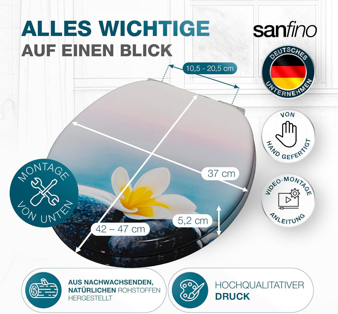 Premium WC Sitz mit Absenkautomatik – hochwertige Toilettendeckel aus Holz, viele bunte Motive, hohe