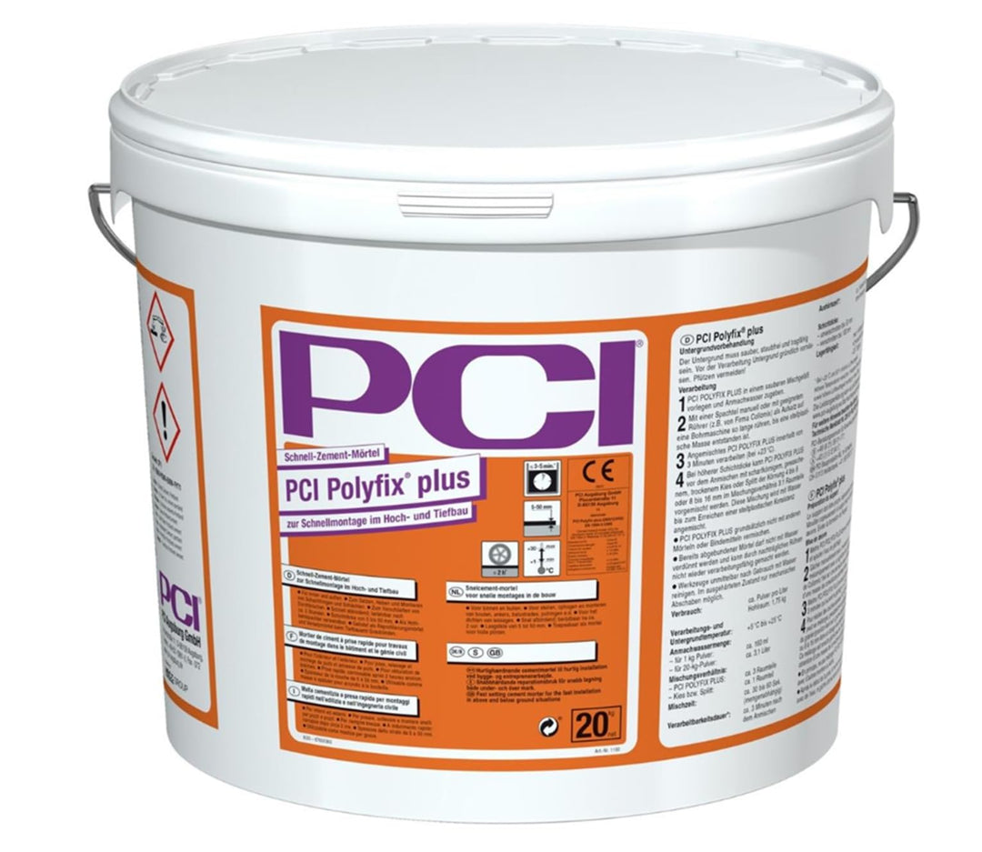 PCI Polyfix plus 20 kg Schnell-Zement-Mörtel zur Schnellmontage im Hoch- und Tiefbau Dichtungs-/Hohl