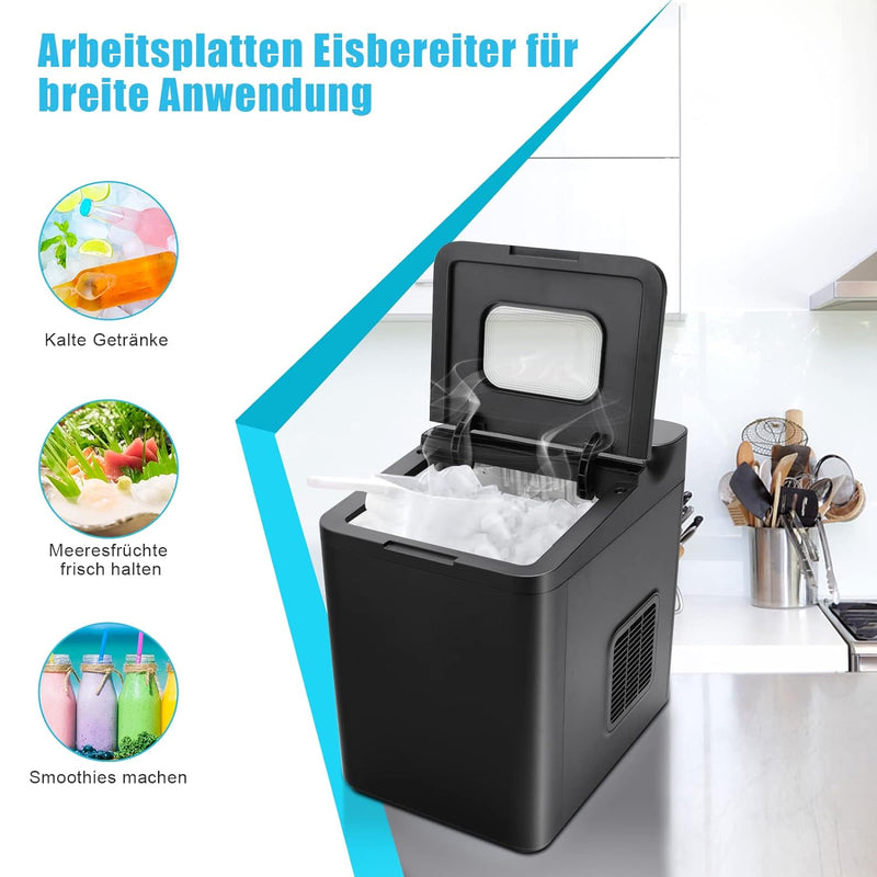 COSTWAY Eiswürfelmaschine Ice Maker, Eismaschine Eiswürfelbereiter inkl. Schaufel/LED Anzeige / 1,5L