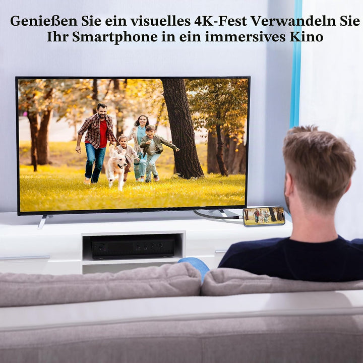 USB C auf HDMI Kabel 7.5 M,Typ-C auf HDMI 4K UHD(Thunderbolt 4/3 kompatibel),mit 90-Grad und 270-Gra