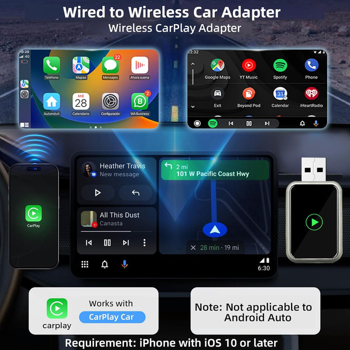 2026 Upgrade 2-in-1 Wireless CarPlay & Android Auto Adapter - Wandelt Kabelgebunden in Drahtlos um,