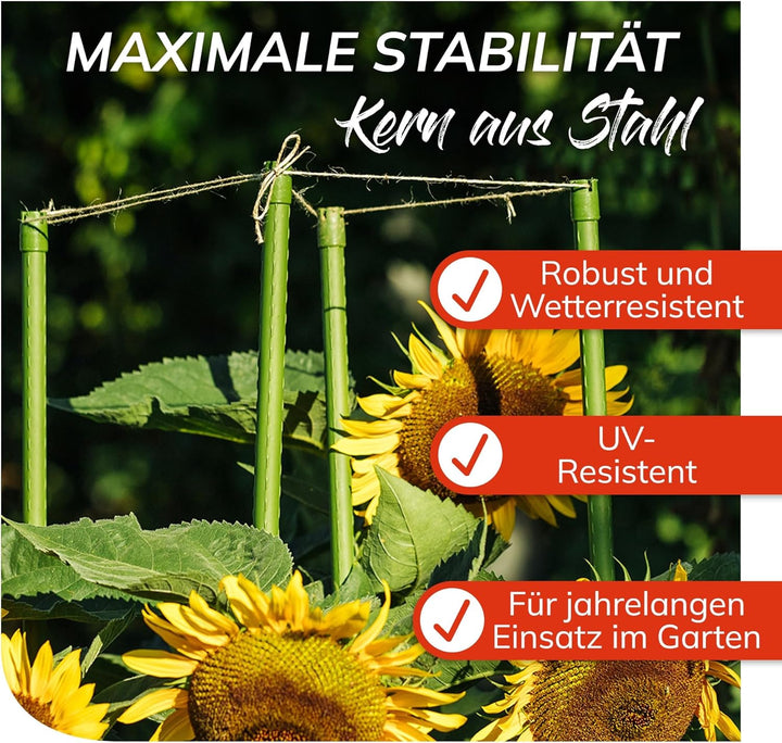 bellissa - Rankhilfe Kunststoff grün 10er Set 60cm Ø 8mm Rankstäbe - Hochwertige Pflanzenstütze mit