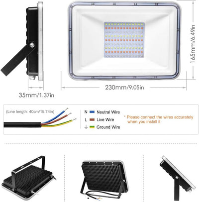 NIKEEYEN 2er Pack 100W RGB LED Strahler Mit Speicherfunktion, 16 Farben & 4 Modi LED Flutlicht mit F