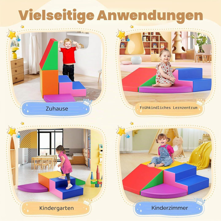 Baby-Schaumstoffbausteine, Softplay-Set für Kleinkinder von 1–3 Jahren, Baby-Kletterturm mit Rutsche