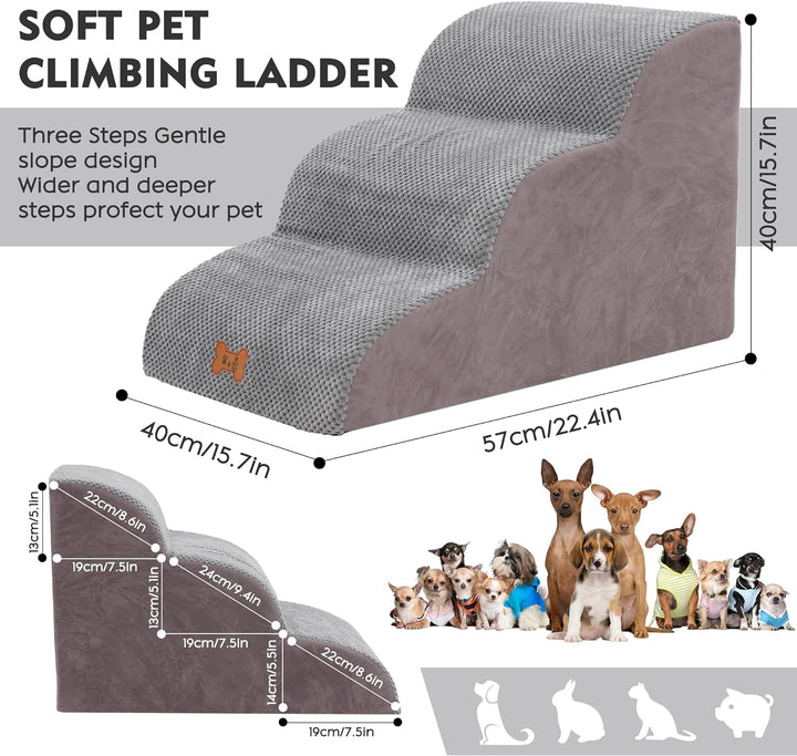 Hundetreppe für Kleine Hunde 3 Stufen, 40cm Hoch Abnehmbare Waschbar Hundetreppe, sanft abfallende H