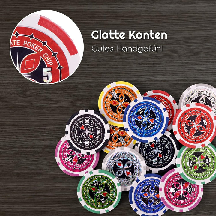 GOPLUS Pockerkoffer Pockerset 300 Chips Pockerchips Pocker Set mit Würfel Pokerkarten (schwarz), Sch