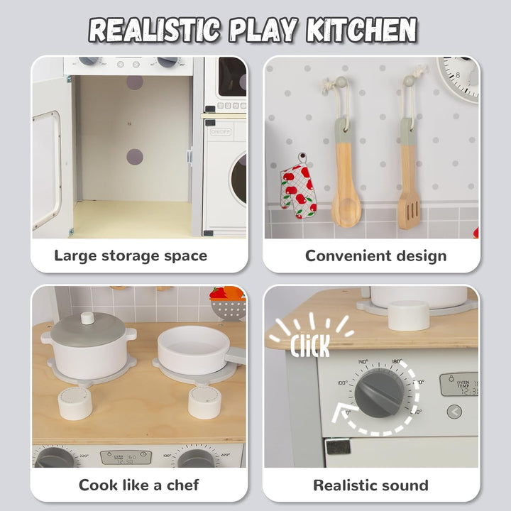 Spielküche für Kinder 3-8, hölzerne Kinder Spielen Küche Playset Chef Pretend Play Set für Kleinkind