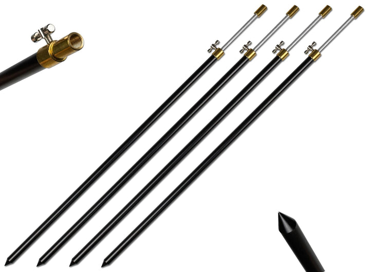 4 Stück Rutenhalter Bankstick Alu 50-90cm 75-120cm schwarz Rodpod Rutenauflage Erdspeer 50 - 90 cm,