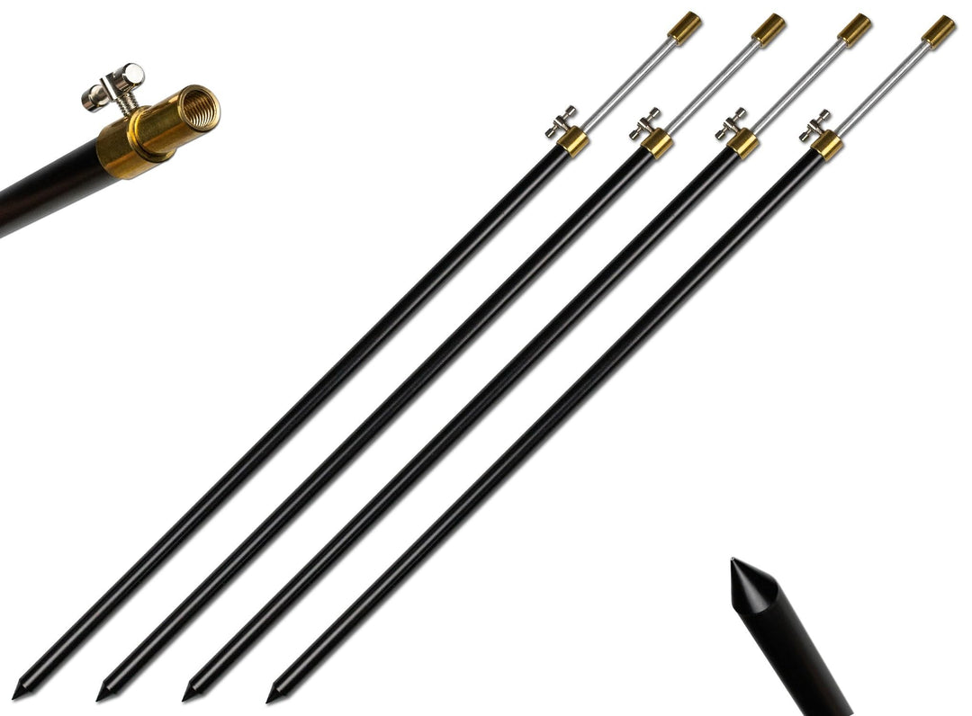 4 Stück Rutenhalter Bankstick Alu 50-90cm 75-120cm schwarz Rodpod Rutenauflage Erdspeer 75 - 120 cm,