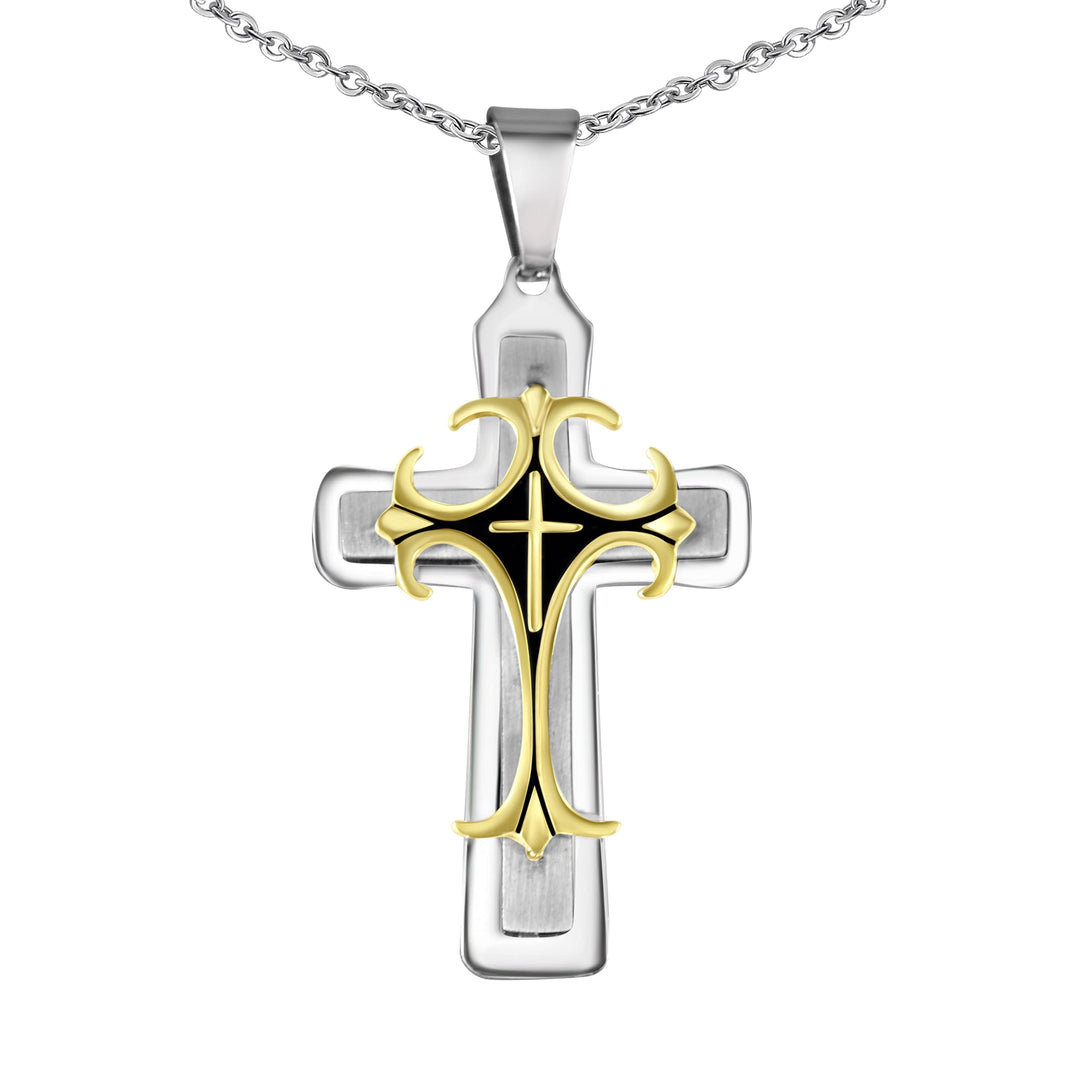 Hanessa Personalisierte Kette mit Gravur Edelstahl 45-60 cm mit Anhänger Kreuz in silber gold - Pers