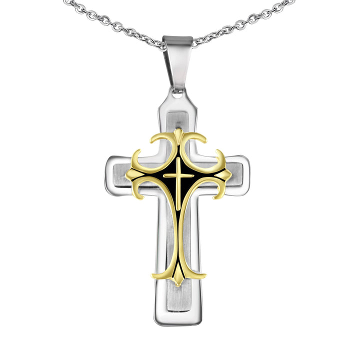 Hanessa Personalisierte Kette mit Gravur Edelstahl 45-60 cm mit Anhänger Kreuz in silber gold - Pers