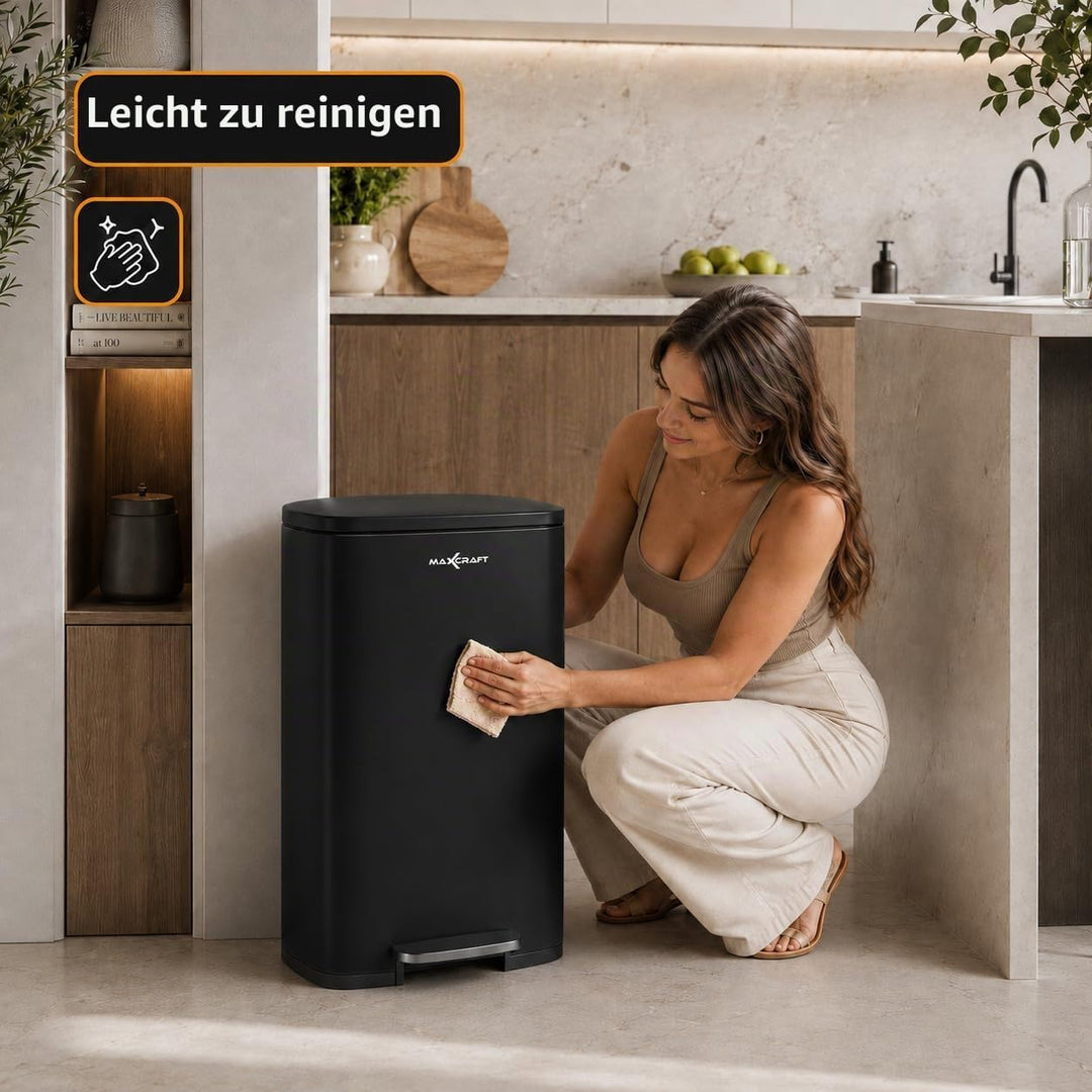 Mülleimer 50 Liter aus Stahl Treteimer Abfalleimer mit Inneneimer aus Kunststoff - Sanft Schliessend