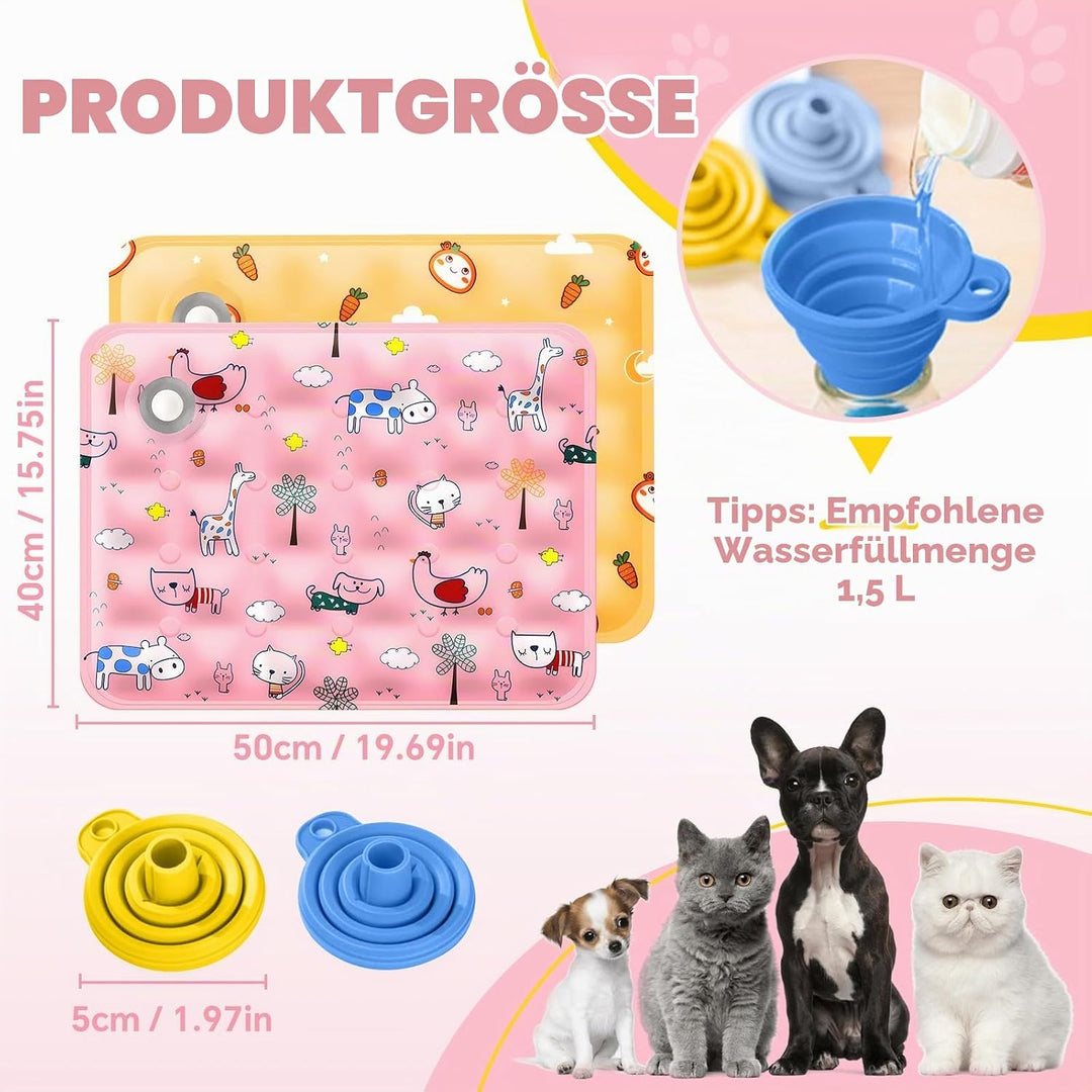 Kühlmatte Hund Katze 2 Stück Kühlmatte für Hunde 40 x 50cm Hundekühlmatte Selbstkühlend Waschbar Hun