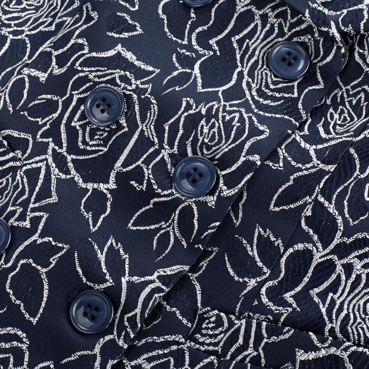 Belle Poque Damen Weste mit Gebogenes Revers V-Ausschnitt Karierte Weste mit Zwei Taschen Geometrisc