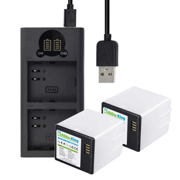 2-Fach Ladestation + Akku Li-Ion 3000mAh - kompatibel mit Netgear Arlo A-2 - für Arlo Go - mit Displ