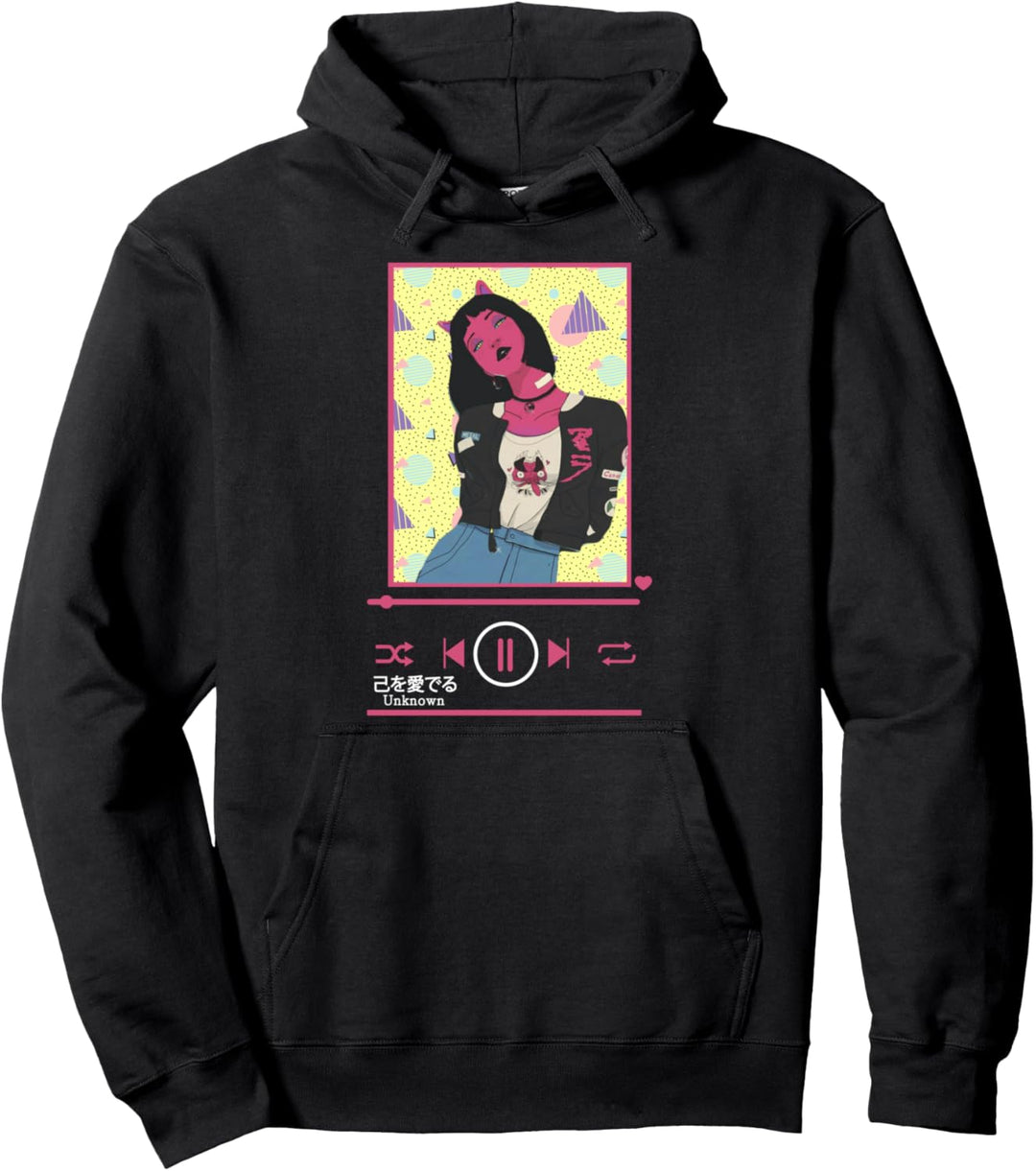 Anime Girl Japanisch Ästhetisch Anime Otaku Musik Spieler Pullover Hoodie
