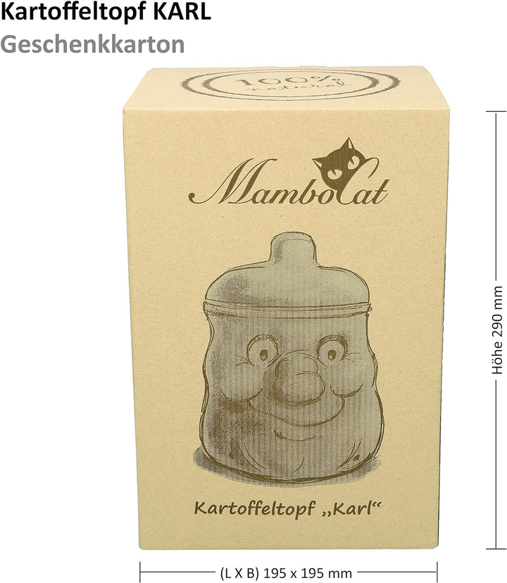 MamboCat Kartoffeltopf Terracotta Kartoffel-Behälter für ca 1500g Kartoffeln I Lustige Kartoffel-Auf