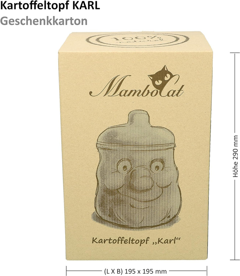 MamboCat Kartoffeltopf Terracotta Kartoffel-Behälter für ca 1500g Kartoffeln I Lustige Kartoffel-Auf