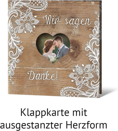 Individuelle Lasergeschnittene Hochzeit Danksagungskarten (10-100 Stück wählbar) - Rustikal mit weis