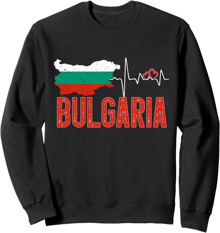 Bulgaria Flag Map Heartbeat Design for Bulgarian Pride Sweatshirt