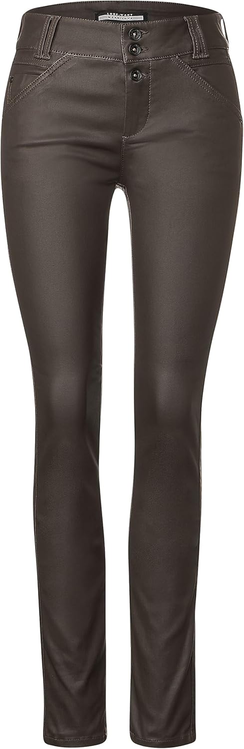 Street One Damen Hose Slim Coating 34W / 32L Falcon Brown, 34W / 32L Falcon Brown