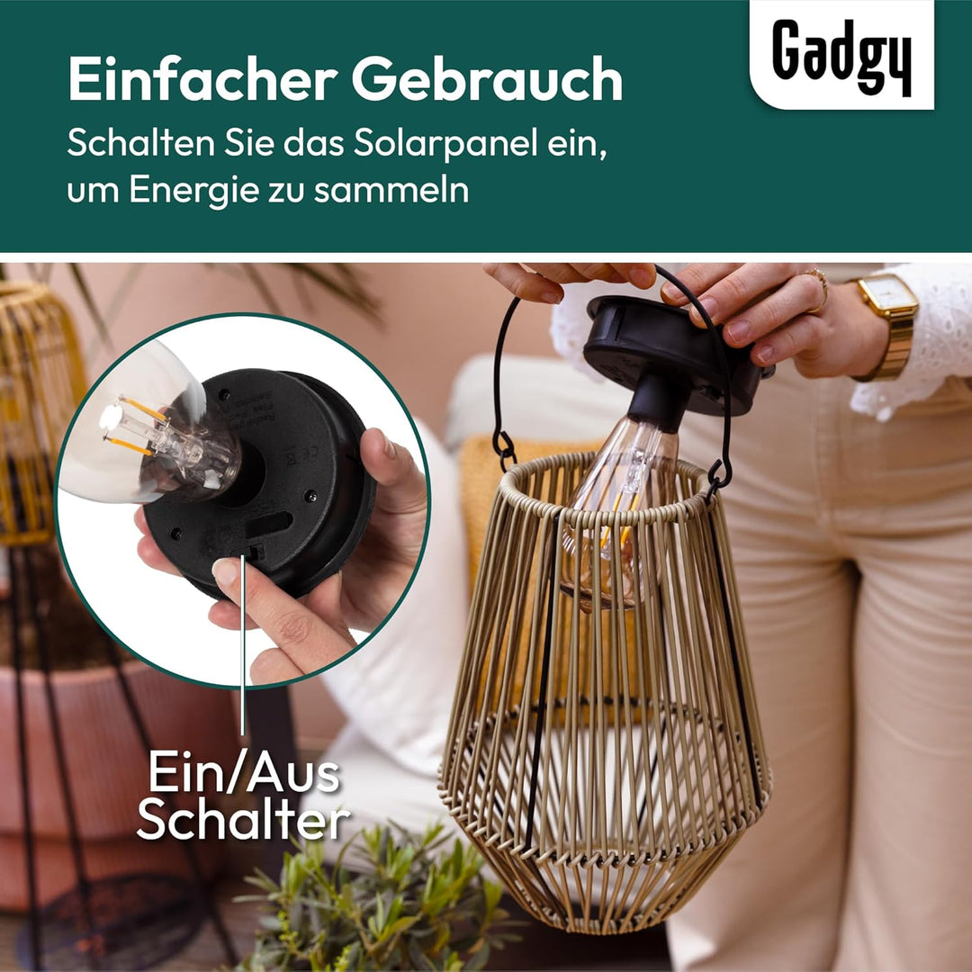 Gadgy Solarlampe für aussen Garten - Wasserdichte Solar Leuchte Garten draussen - Solar Laterne für
