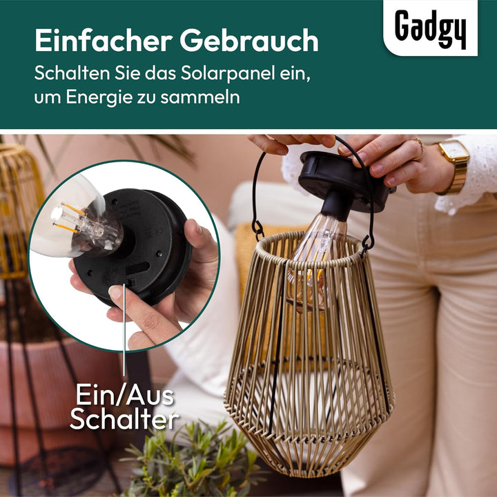 Gadgy Solarlampe für aussen Garten - Wasserdichte Solar Leuchte Garten draussen - Solar Laterne für