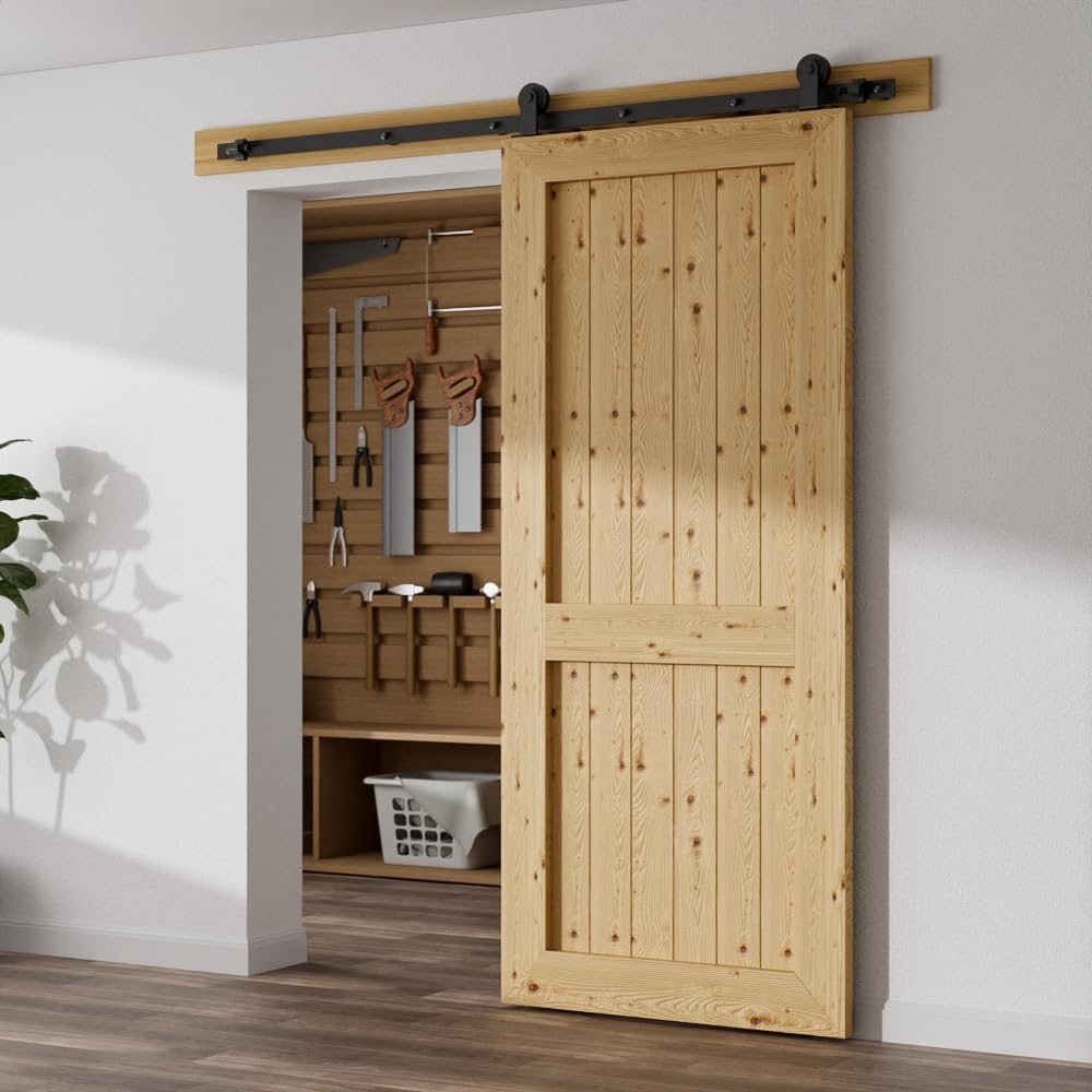TSMST 6 ft/183 cm Set für Scheunentür, robust, Beschläge für Schiebetür, geeignet für eine einzelne