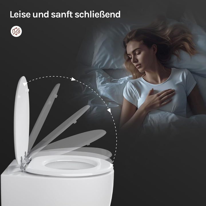 WOLTU Premium WC-Sitz Toilettensitz mit Absenkautomatik, MDF Holzkern, Softclose Scharnier, Antibakt