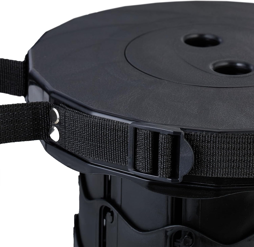 Relaxdays Teleskophocker, faltbar, Tragegurt, Outdoor, höhenverstellbarer Campinghocker, HBT 44,5 x