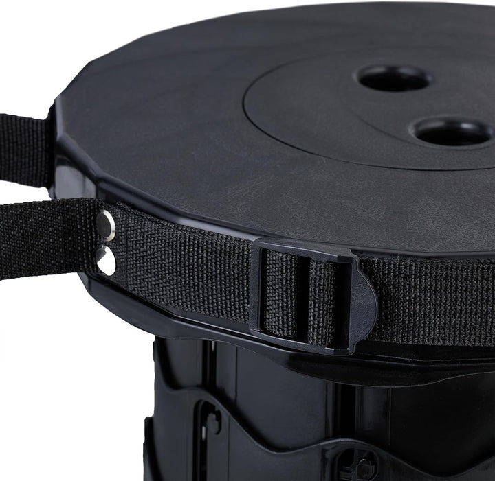 Relaxdays Teleskophocker, faltbar, Tragegurt, Outdoor, höhenverstellbarer Campinghocker, HBT 44,5 x