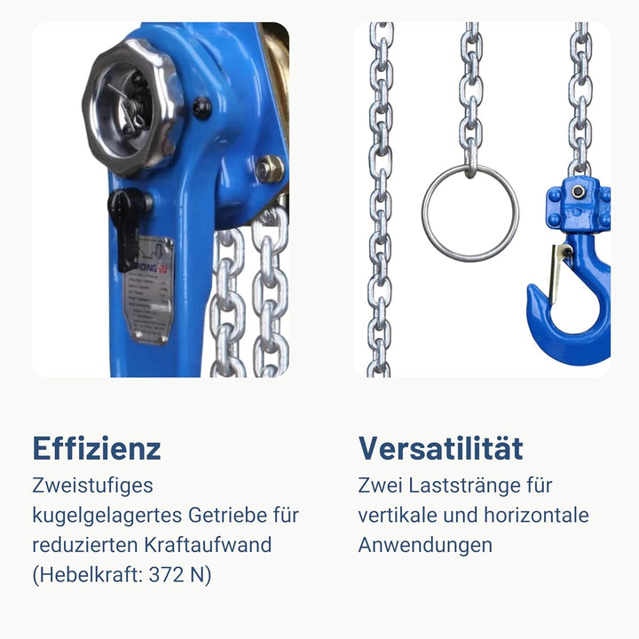Pallit Hebelzug LEVER-M | 1500 kg Tragkraft | 3 m Kettenlänge | strapazierfähige Lastbremse | Freila